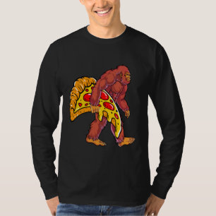 T-shirt Bigfoot drôle marcher avec grande tranche de pizza