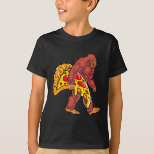 T-shirt Bigfoot drôle marcher avec grande tranche de pizza