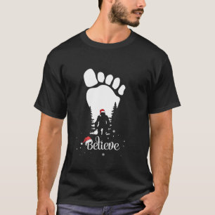T-shirt Bigfoot empreinte Yeti Believe santa hat Christma