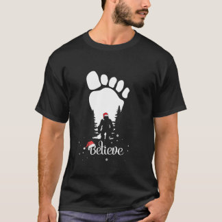 T-shirt Bigfoot empreinte Yeti Believe santa hat Christma
