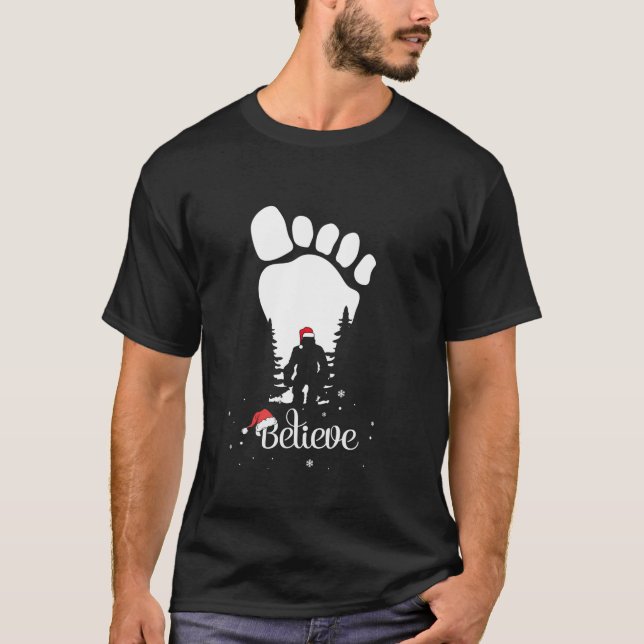 T-shirt Bigfoot empreinte Yeti Believe santa hat Christma (Devant)