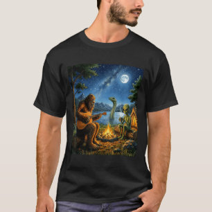 T-shirt Bigfoot et Alien Loch Ness Feu de camp Sasquatch A