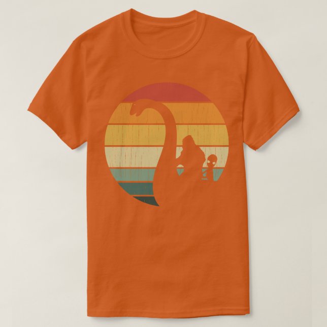 T-shirt Bigfoot Et Alien Riding Loch Ness Musique Monster (Design devant)