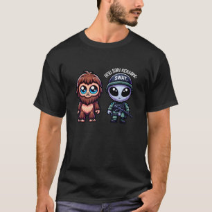 T-shirt Bigfoot et Alien SWAT Vous n'avez rien vu SRT Poli