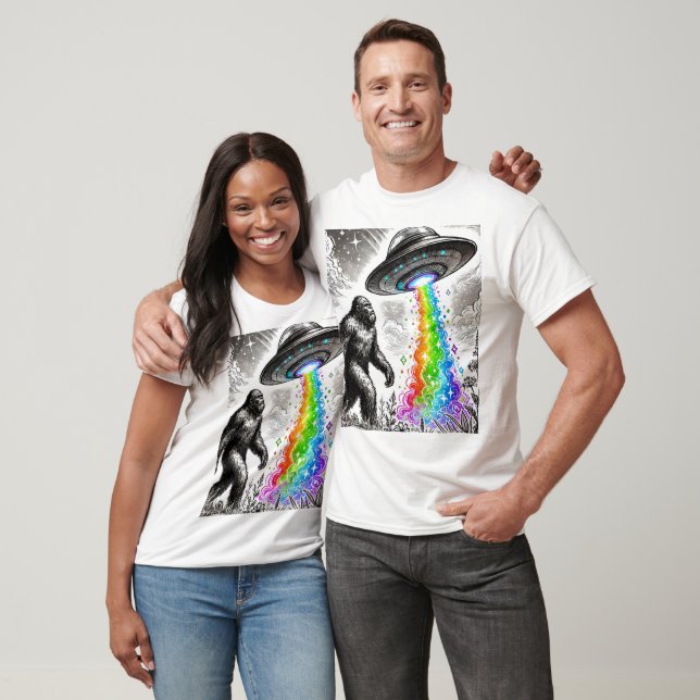 T-shirt Bigfoot et Rainbow UFO (Unisexe)