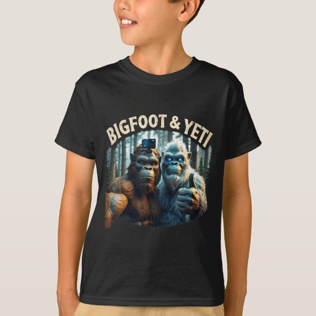 T-shirt Bigfoot et yeti selfie cryptide chasseur de squatc (Devant)