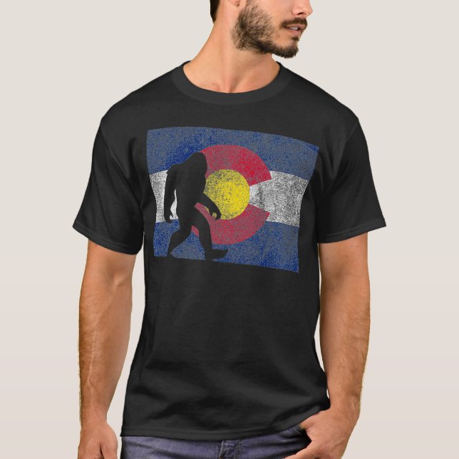 T-shirt Bigfoot État du Colorado Drapeau Cool Souvenir (Devant)