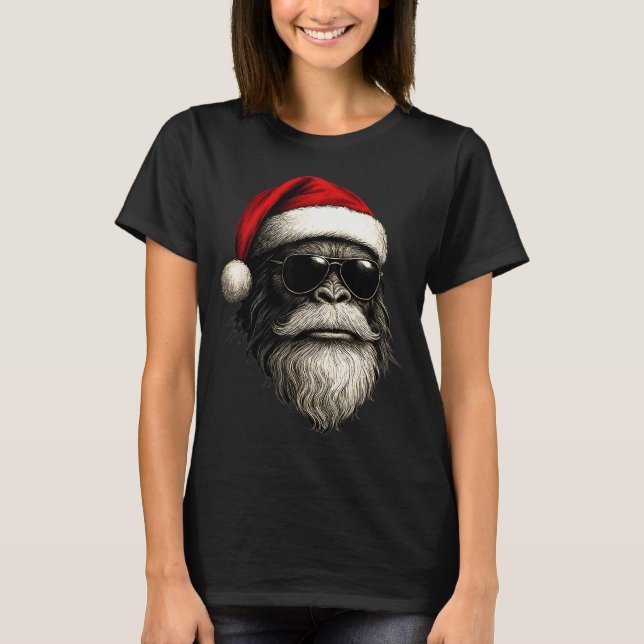 T-shirt Bigfoot Face Sungles Santa Christmas Funny Xmas Sa (Devant)