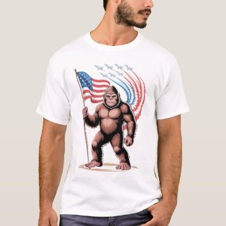 T-shirt Bigfoot Fighter Jets 4 juillet Sasquatch America
