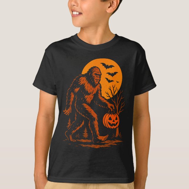 T-shirt Bigfoot Halloween Sasquatch Jack O Lantern  (Devant)