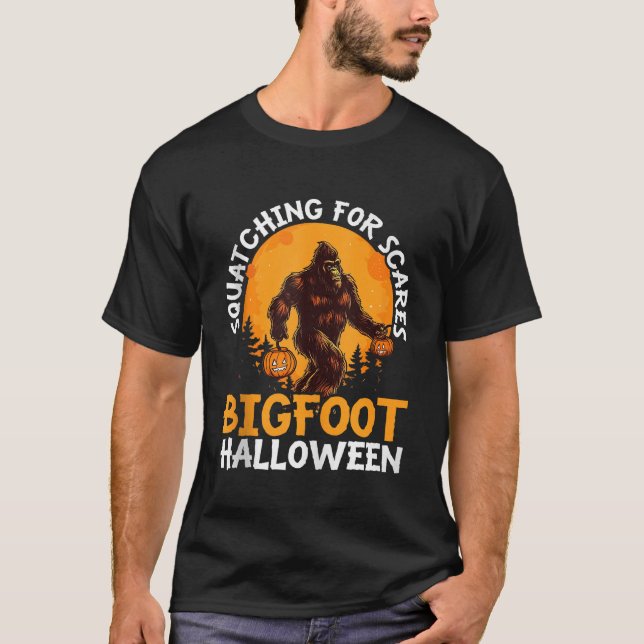T-shirt Bigfoot Halloween Trick Ou Treat Cacher Et Cherche (Devant)