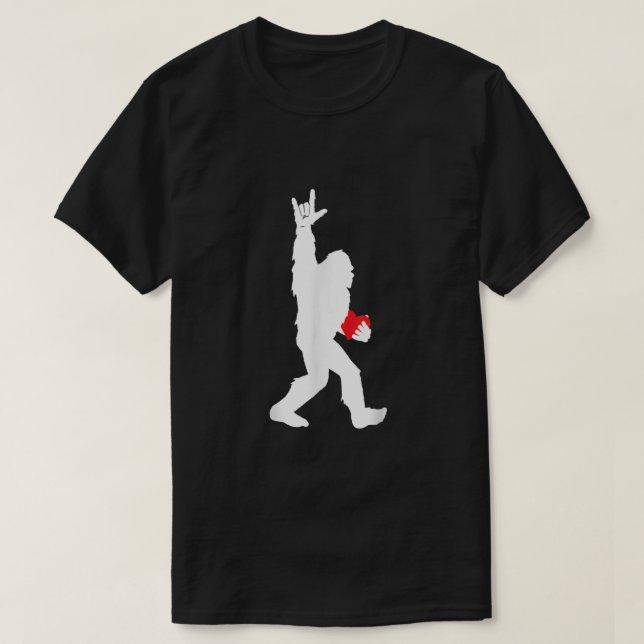 T-shirt Bigfoot Holding Heart Valentines Day I Love You Ha (Design devant)