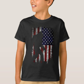 T-shirt Bigfoot Je Crois Sasquatch Drapeau Américain Silho