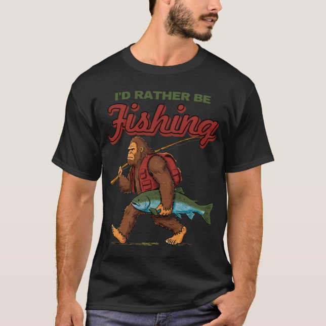 T-shirt Bigfoot Je préférerais pêcher. #2 (Devant)