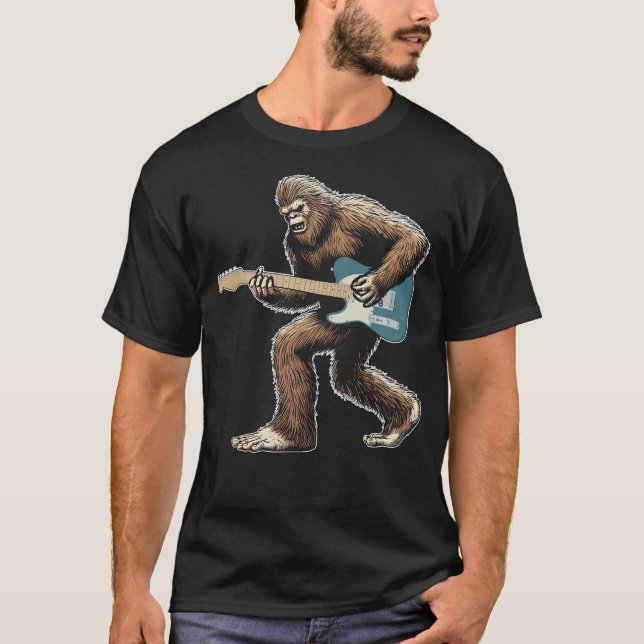 T-shirt Bigfoot jouant de la guitare avec guitariste de ga (Devant)