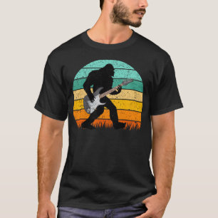 T-shirt Bigfoot Jouant de la Guitare Rétro Vintage Gui Sas