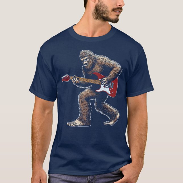T-shirt Bigfoot jouant guitariste électrique gauche (Devant)