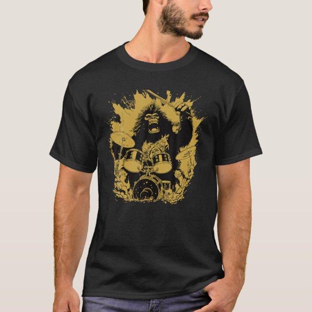 T-shirt Bigfoot Jouer Drummer Sasquatch Bigfoot Dr. (Devant)