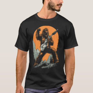 T-shirt Bigfoot Jouer Guitare Électrique Drôle Sasquatch R