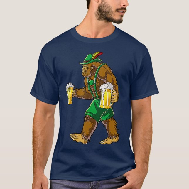 T-shirt Bigfoot Lederhosen T Shirt Oktoberfest Men Prost (Devant)