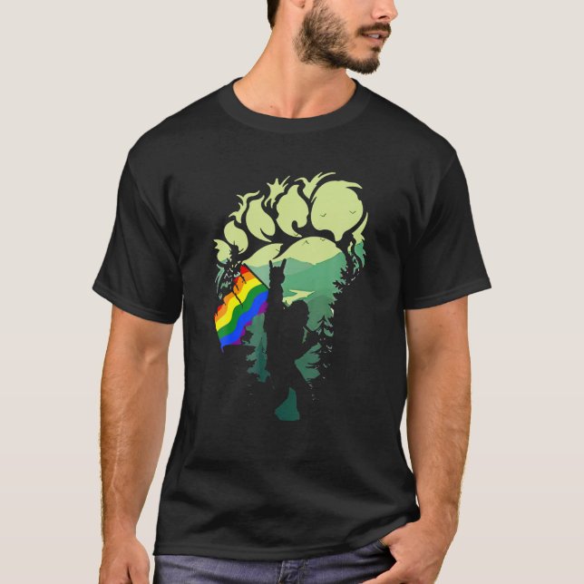 T-shirt Bigfoot LGBT Drapeau Sasquatch Gay pride Rainbow B (Devant)