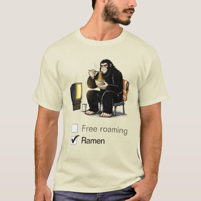 T-Shirt Bigfoot mange du ramen (Devant)