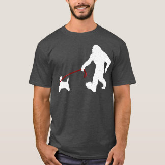 T-shirt Bigfoot Marcher Avec Cairn Terrier Chien Funny Big