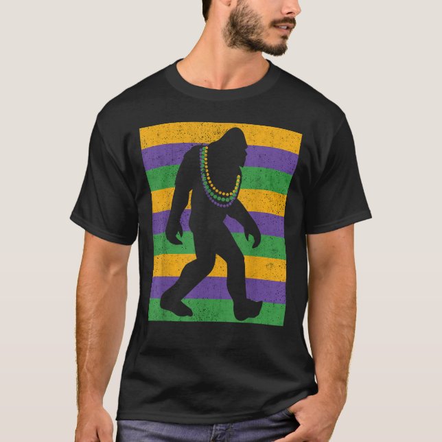T-shirt Bigfoot Mardi Gras Sasquatch Drôle Hommes Enfants  (Devant)