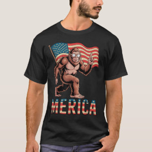 T-shirt Bigfoot Merica Rock Drapeau Américain Patriotique 
