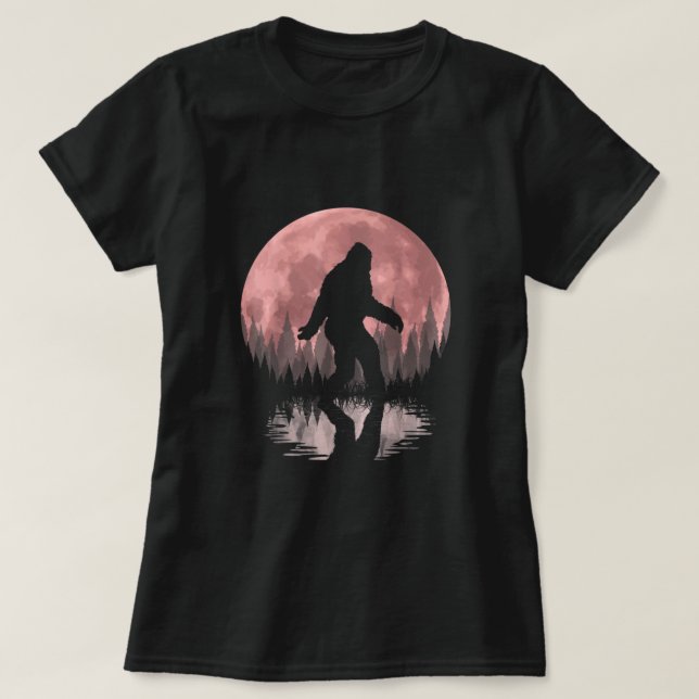 T-shirt Bigfoot Moon Graphic Night Forest! Cool Sasquatch (Design devant)