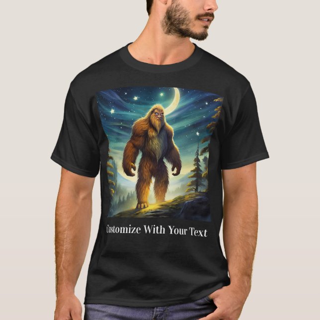 T-shirt Bigfoot Night Woods Moon Stars (Devant)