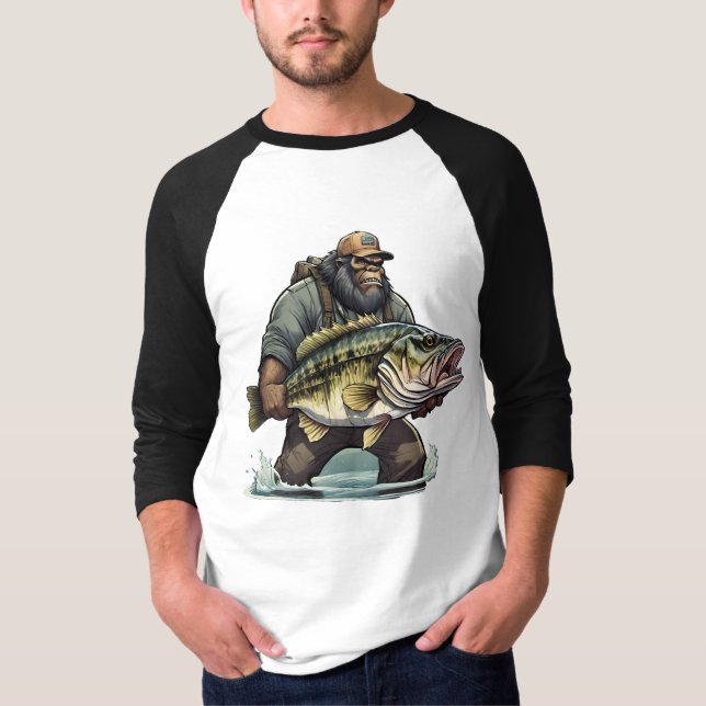 T-shirt Bigfoot Pêche Basse poisson Sasquatch yeti pêcheur (Devant)