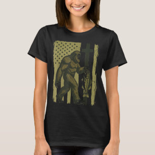 T-shirt Bigfoot pêche camouflage B poisson drapeau américa