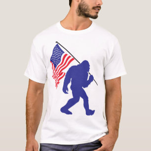 T-shirt Bigfoot portant un drapeau américain