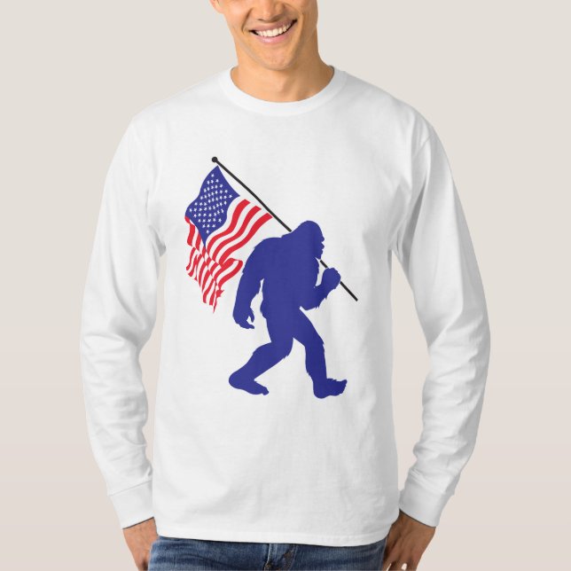 T-shirt Bigfoot porte le drapeau américain (Devant)