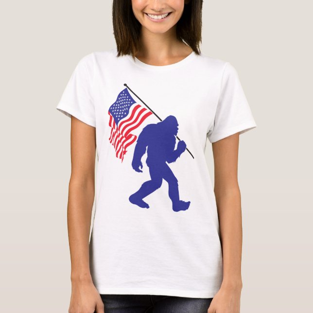 T-shirt Bigfoot porte le drapeau américain (Devant)