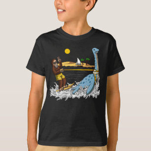 T-shirt Bigfoot Riding Loch Ness Monster Drôle Conspirati