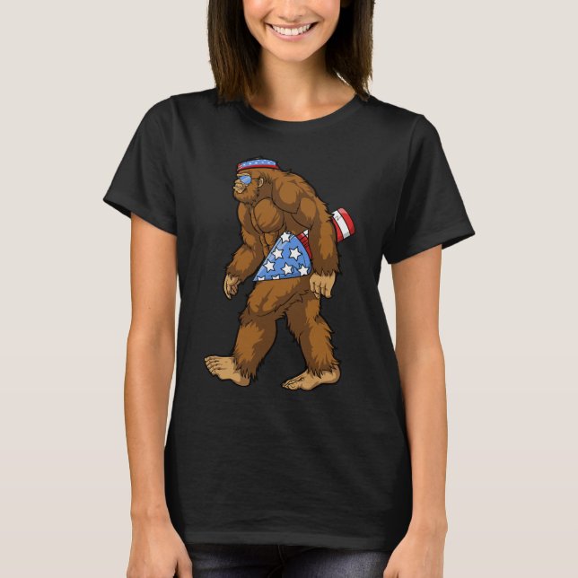 T-shirt Bigfoot Rocket American Pride 4 juillet Funny Sa (Devant)