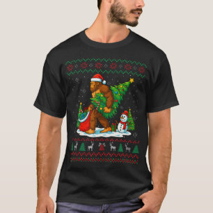 T-shirt Bigfoot Santa Arbre de Noël Laid Lumineux Noël Drô