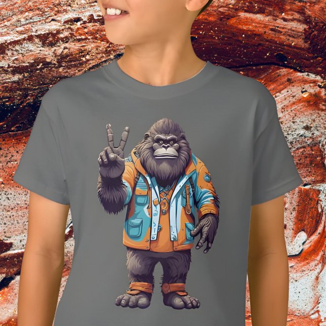 T-shirt Bigfoot Sasquatch avec signe de paix (Créateur téléchargé)