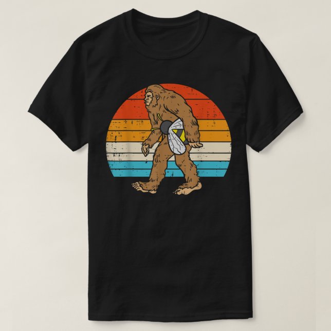 T-shirt Bigfoot Sasquatch Bee Sunset Retro Beekeeper Men W (Design devant)