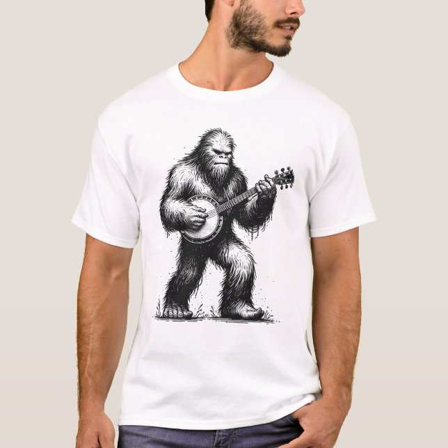 T-shirt Bigfoot Sasquatch Jouer Banjo Banjoist Banjo (Devant)