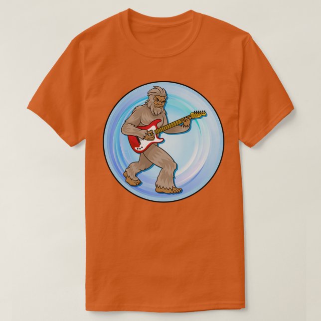 T-shirt Bigfoot Sasquatch Jouer une guitare (Design devant)