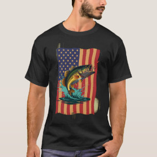 T-shirt Bigfoot Sasquatch pêche à la mouche Drapeau améric