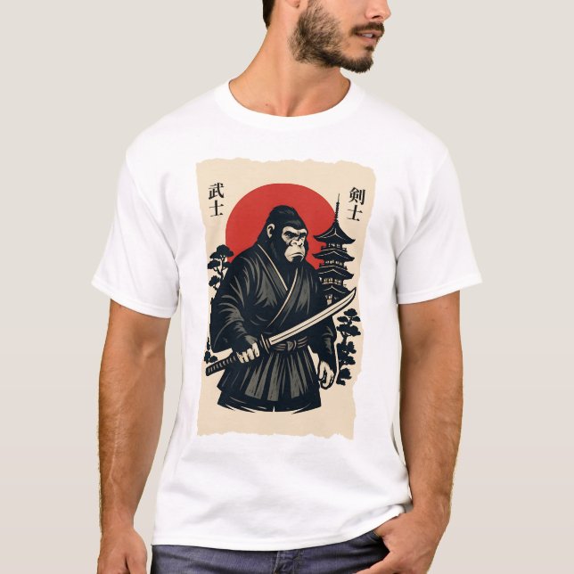 T-shirt Bigfoot Sasquatch Samouraï Katana (Devant)