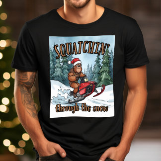 T-shirt Bigfoot Squatchin 'à travers la neige de Noël