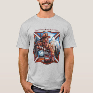 T-shirt Bigfoot : Squatchy Fire Fighter