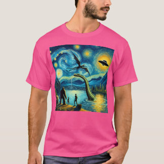 T-shirt Bigfoot Starry Night Loch Ness Alien Ufo Dragon Cu
