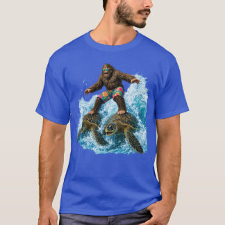 T-shirt Bigfoot surfe sur deux tortues marines