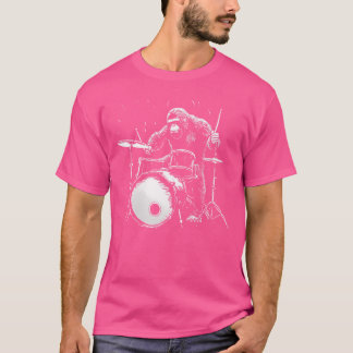 T-shirt Bigfoot Tambours Drummer Singe Gorille Drôle